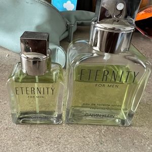 Eternity mens cologne. Large barely used and travel size never used